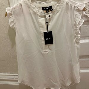 NEW DKNY Sleeveless white blouse Sz M